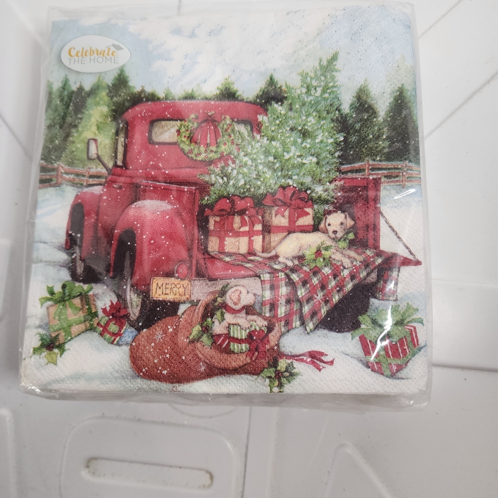 Festive Christmas Red Truck Delivery 40pcs Napkins